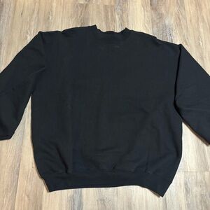 Mens Vintage Plain Black Crewneck Hanes large